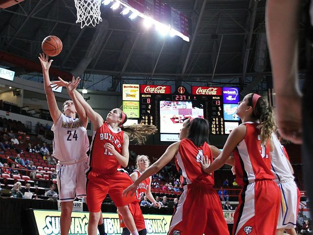 Led by Danielle Lawrence with 19 points and 7 rebounds, the Bearettes of Butler held off Newport Central Catholic 54-52 in the 1st round of the 2014 Girls Sweet Sixteen. All photos by Walter Cornett.