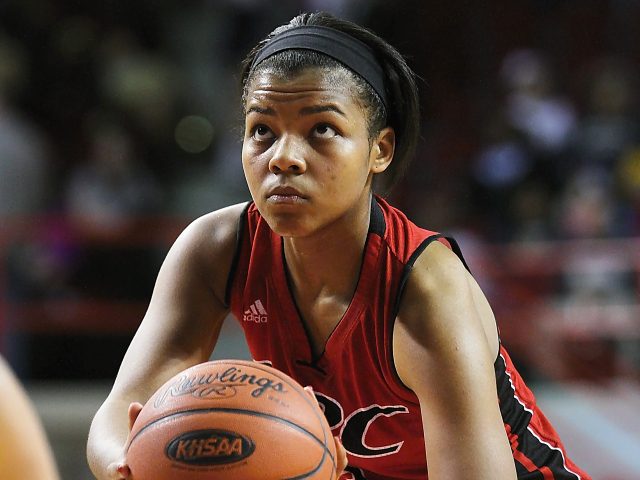 Sandra Skinner had 15 points as Clark County used a second half surge to defeat Marshall County 45-37 on Friday in the quarterfinals of the KHSAA Girls' Sweet 16. All photos by Walter Cornett.