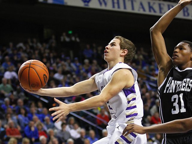 L.J. Cowherd scored 25 points to lead Bardstown to a 75-70 win over Louisville Pleasure Ridge Park on Thursday night in the first round of the Whitaker Bank/KHSAA Sweet 16®. All photos by Walter Cornett.