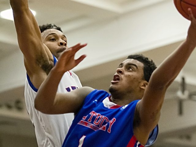 In a dazzling back-and-forth performance by two elite high school players at the top of their game, James Blackmon came out just ahead of Quentin Snider in leading the Indiana Boys' All-Stars past Snider's Kentucky squad 104-94. Blackmon finished with 41 points and Snider finished with 37. All photos by Walter Cornett.